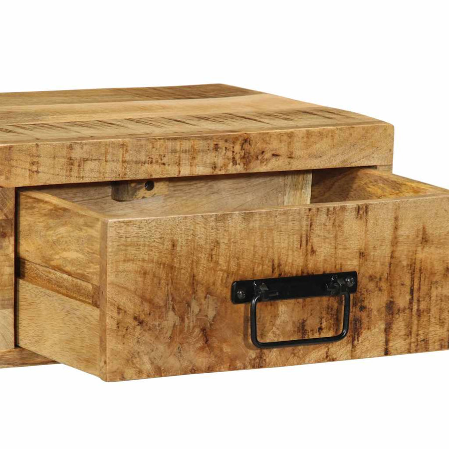Nachtkastje wandgemonteerd massief ruw mangohout