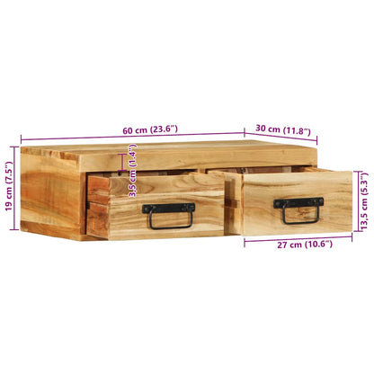 Tv-meubel wandmontage 60x30x19 cm massief acaciahout