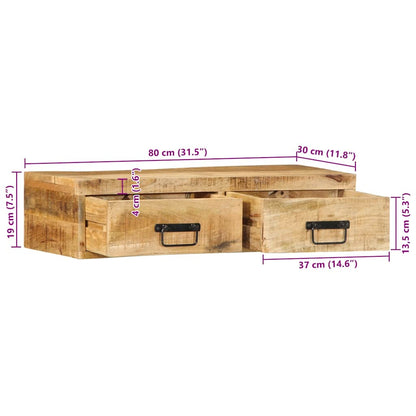 Tv-meubel wandmontage 80x30x19 cm massief ruw mangohout