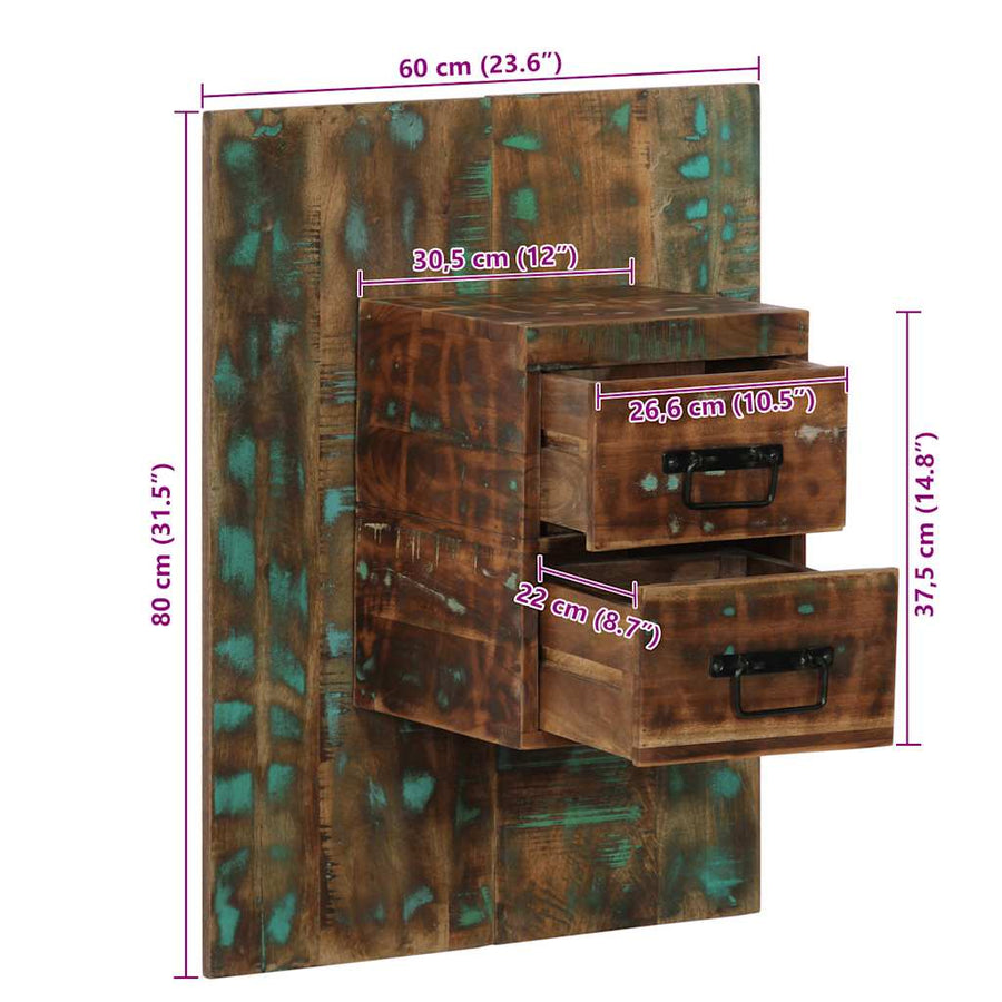Nachtkastje 60x32x80 cm massief gerecycled hout meerkleurig