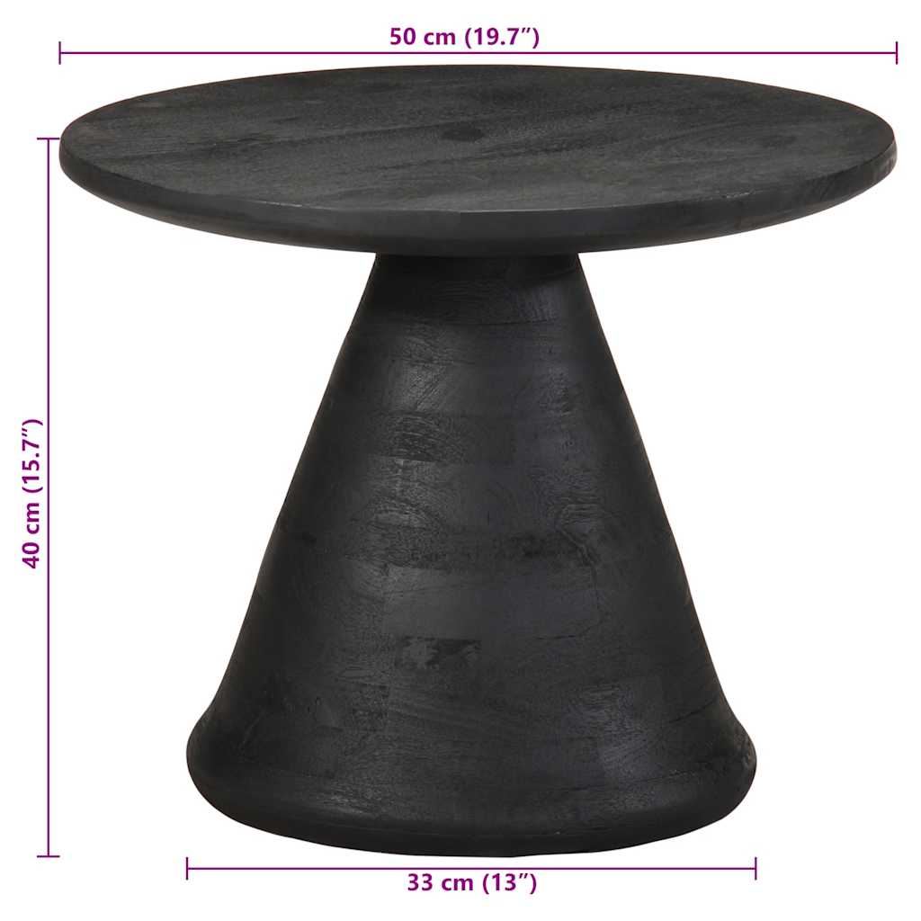 Bijzettafel Ø50x40 cm massief mangohout zwart