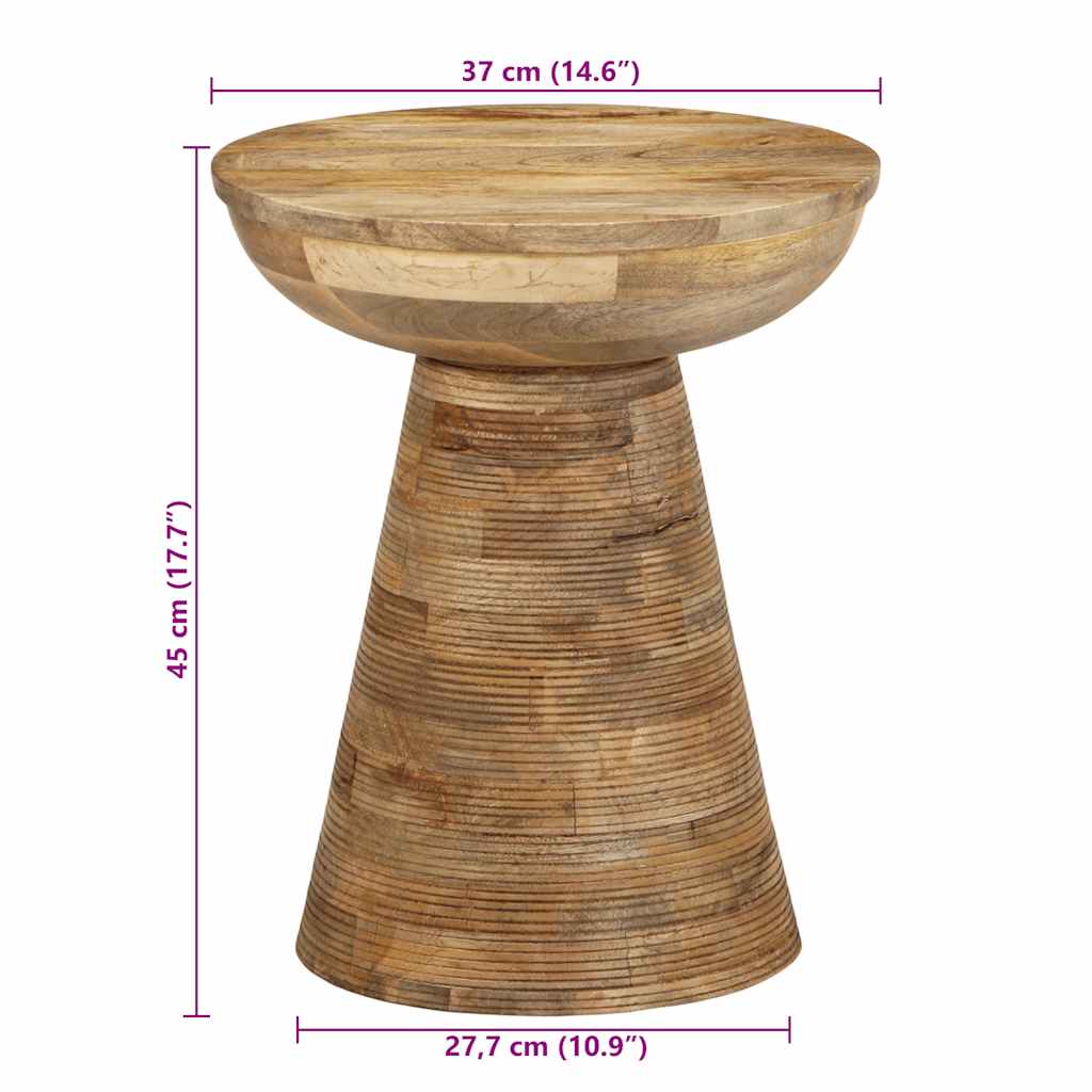 Bijzettafel Ø37X45 Cm Massief Mangohout Naturel