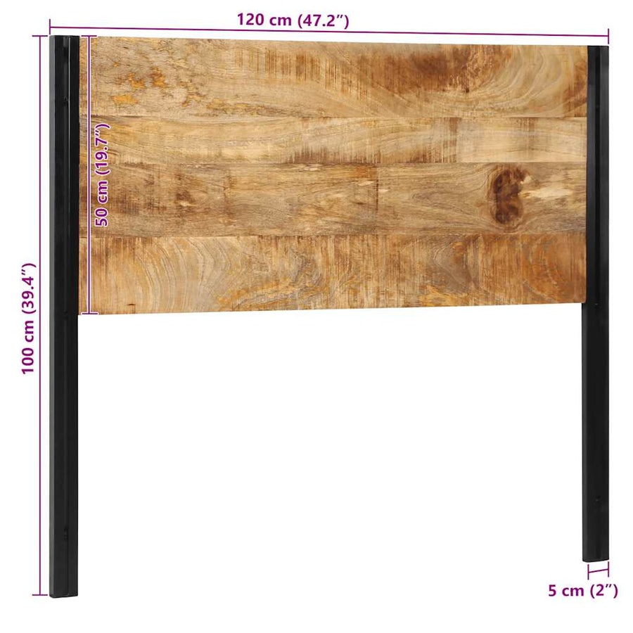Hoofdeinde 120 cm massief hout mango en ijzer