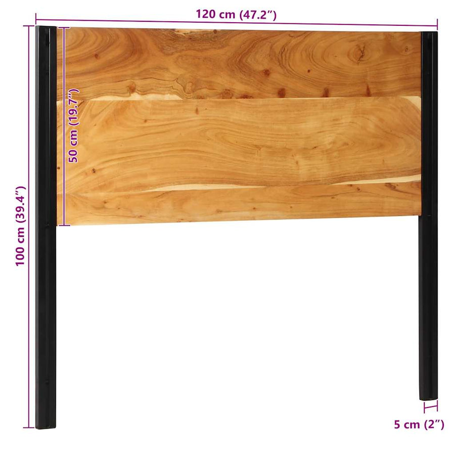 Hoofdeinde 120 cm massief hout acacia en ijzer