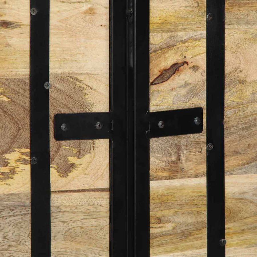 Hoofdeinde 140 cm massief hout mango en ijzer