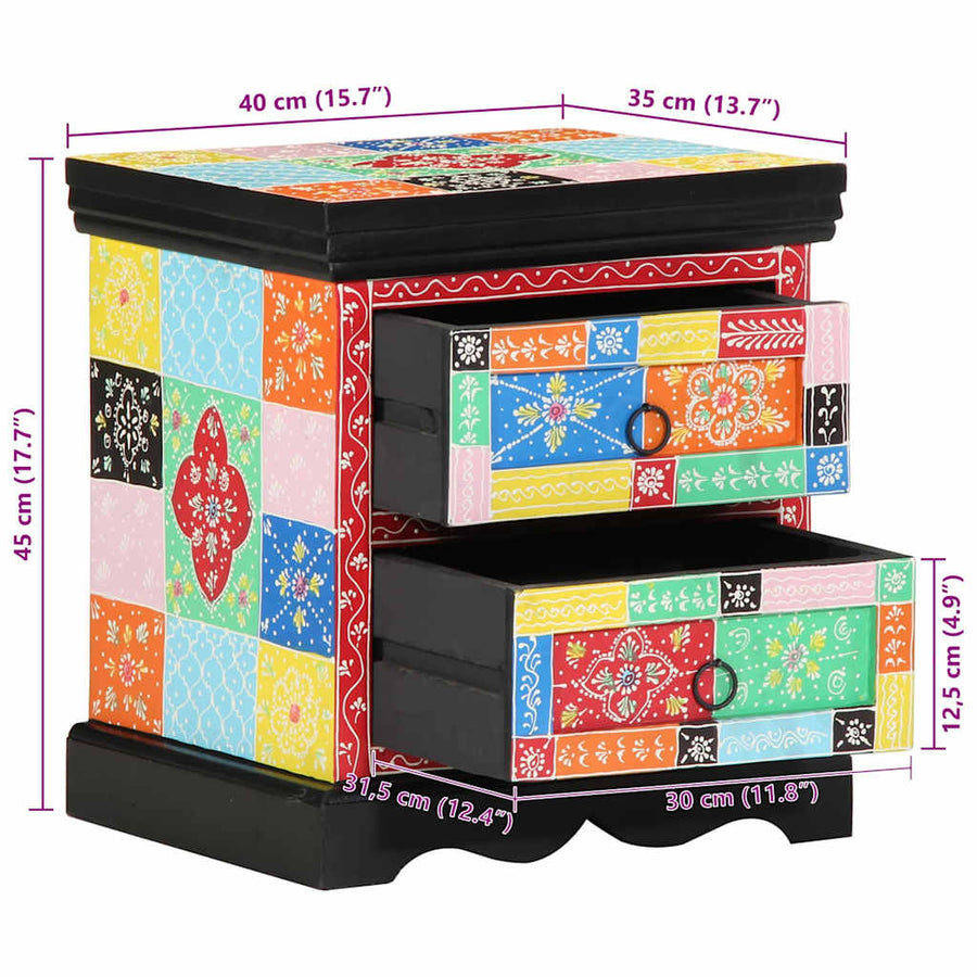 Nachtkastje Multikleur 40 x 35 x 45 cm Massief Mango Hout