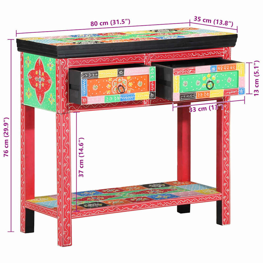 Wandtafel Met Lade Met Opslag Multikleur 80 X 35 X 76 Cm