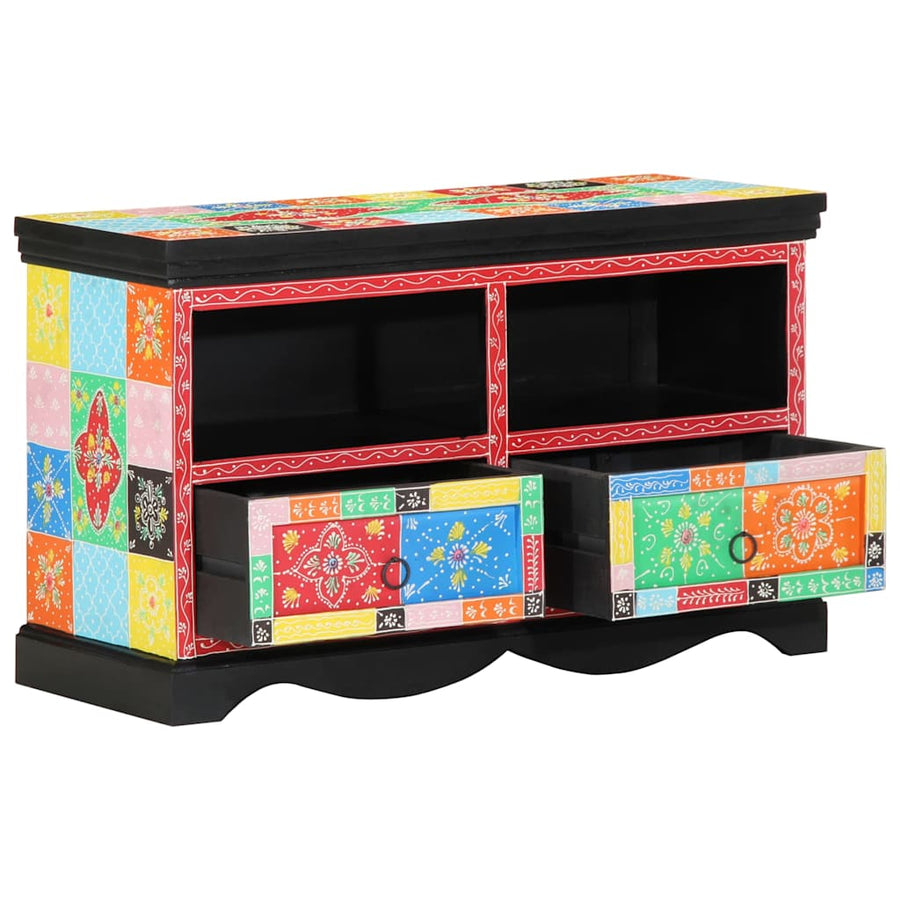 Tv-Kast Met Lade Multikleur 80 X 35 X 50 Cm Massief Mango Hout