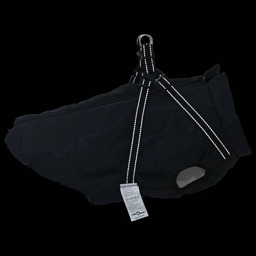 Hondenjas met harnas waterdicht reflecterend zwart 4XL