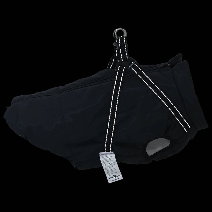 Hondenjas met harnas waterdicht reflecterend zwart 6XL