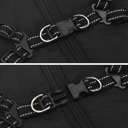 Hondenjas met harnas waterdicht reflecterend zwart 6XL