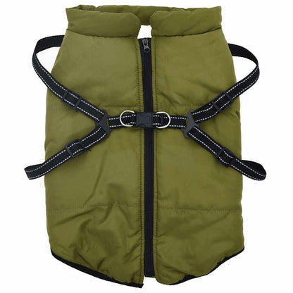Hondenjas met harnas waterdicht reflecterend legergroen 3XL