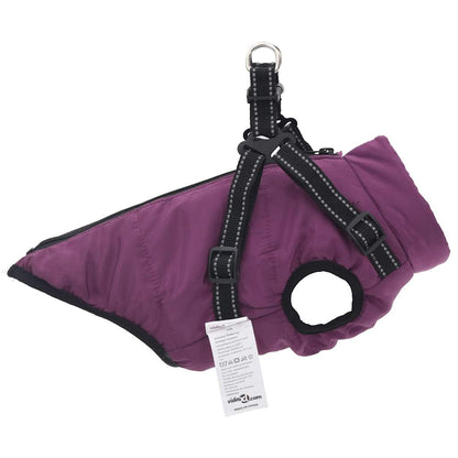 Hondenjas met harnas waterdicht reflecterend paars 2XL