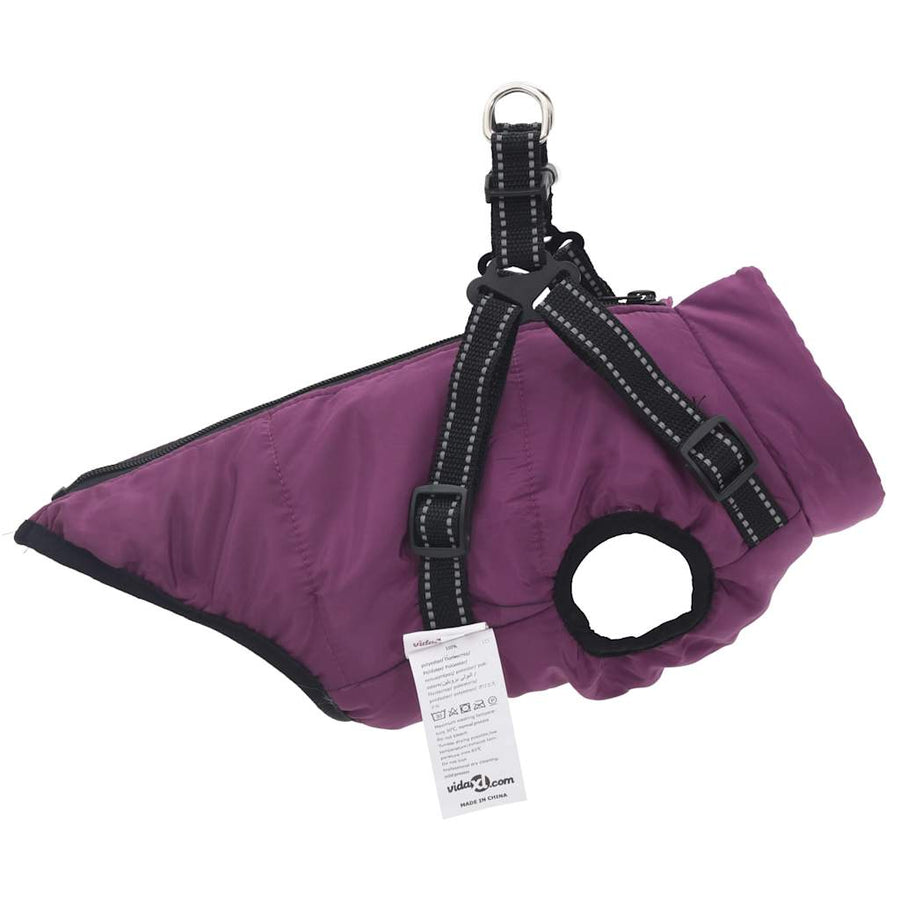 Hondenjas met harnas waterdicht reflecterend paars 2XL
