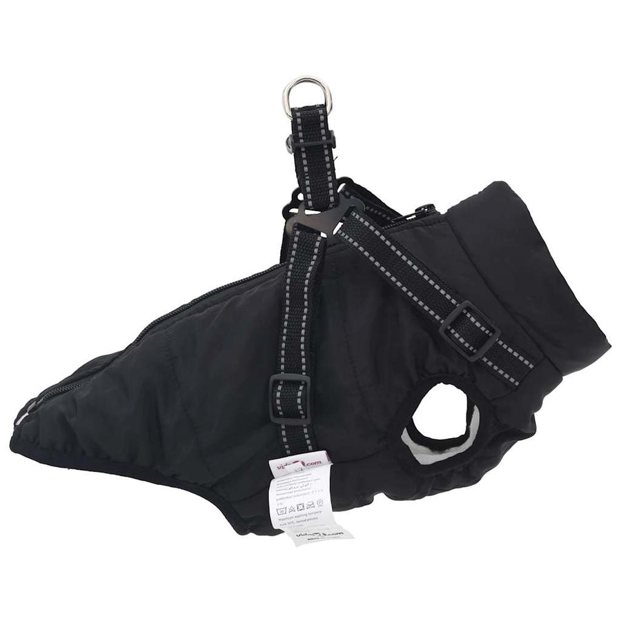 Hondenjas met harnas waterdicht reflecterend zwart 2XL