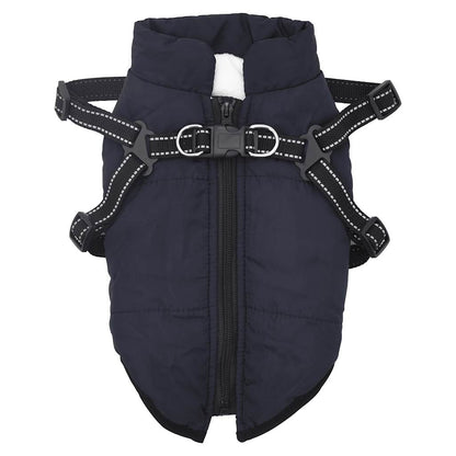 Hondenjas met harnas waterdicht reflecterend marineblauw L