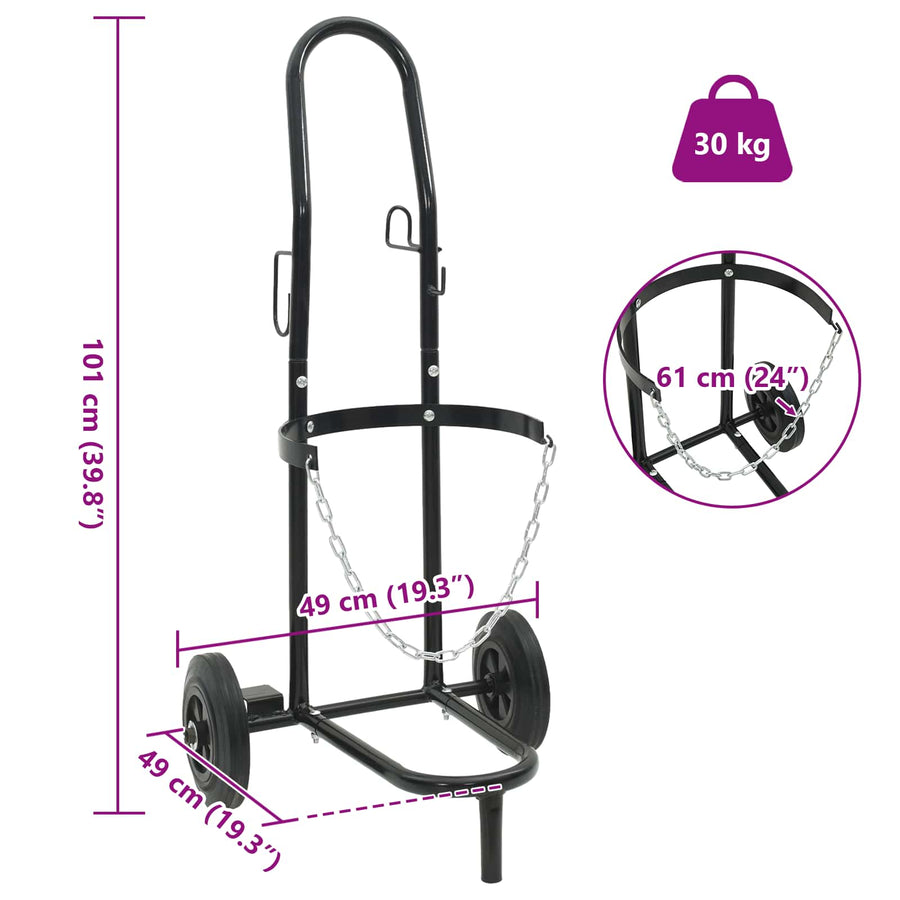 Handtrolley Zwart en Rood 49 x 49 x 101 cm Staal