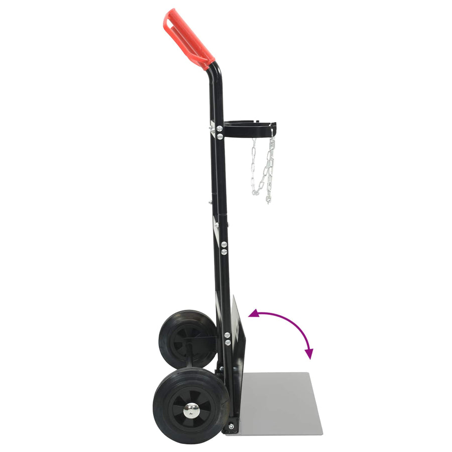 Handtrolley Zwart en Rood 63 x 43,5 x 110 cm Staal
