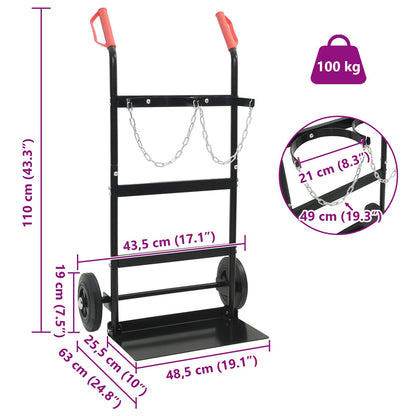 Handtrolley Zwart en Rood 63 x 43,5 x 110 cm Staal