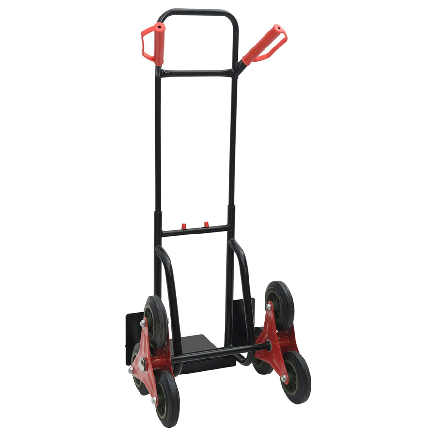 Handtrolley Zwart en Rood 64,5 x 49,5 x 114 cm Staal