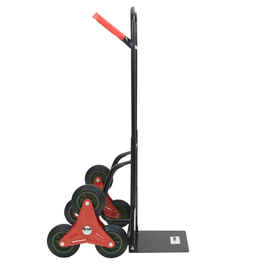 Handtrolley Zwart en Rood 64,5 x 49,5 x 114 cm Staal