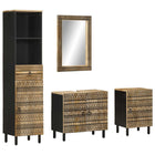 4-Piece Bathroom Furniture Set Solid Mango Wood