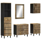 5-piece Bathroom Cabinet Set Solid Mango Wood