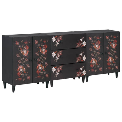 Opslagkasten 3 st 180 x 33 x 75 cm Massief Mango Hout