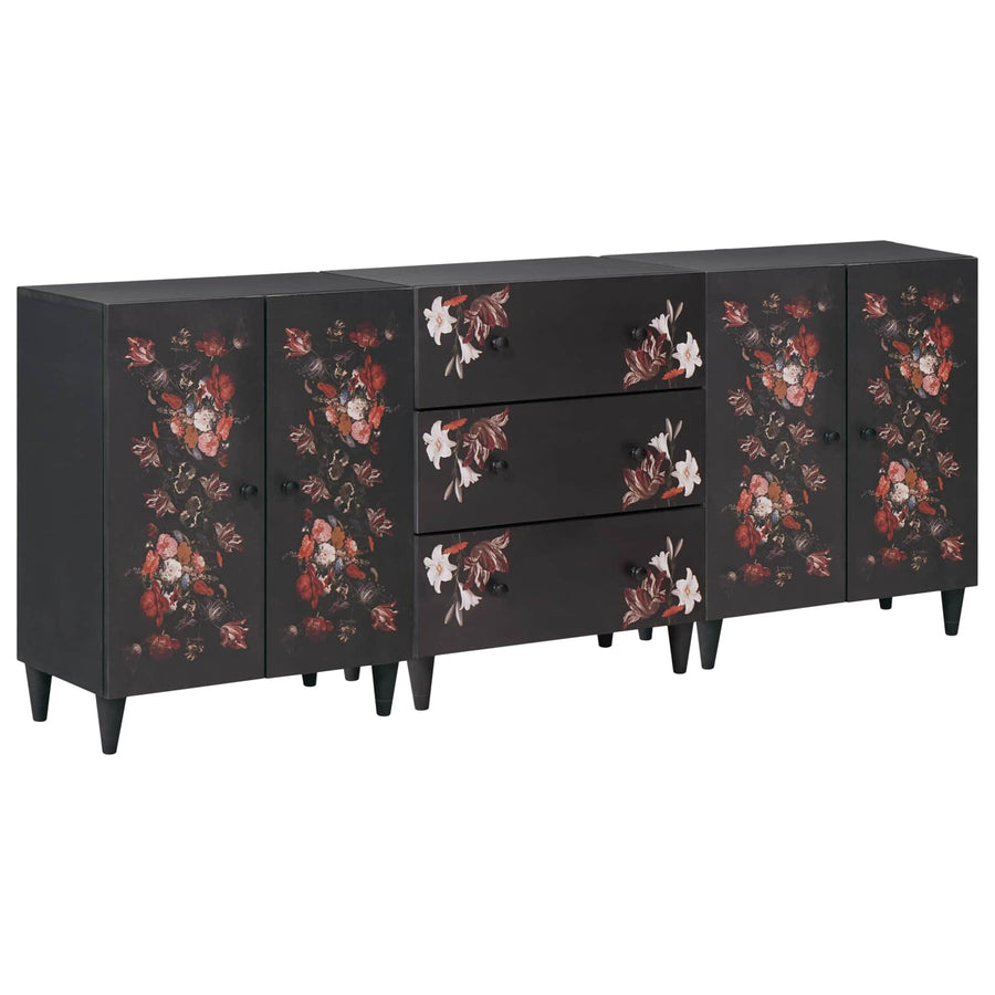 Opslagkasten 3 st 180 x 33 x 75 cm Massief Mango Hout