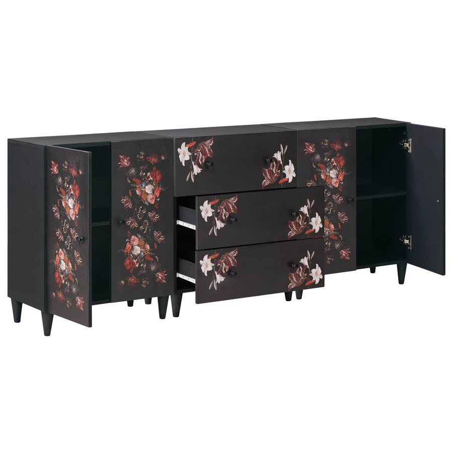 Opslagkasten 3 st 180 x 33 x 75 cm Massief Mango Hout