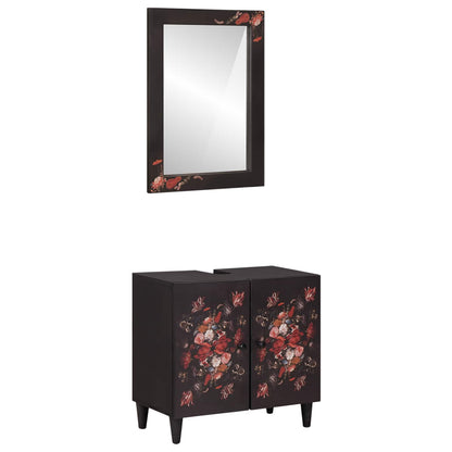 Badkamerkastenset Wandgemonteerd 2 Pcs Massief Mango Hout