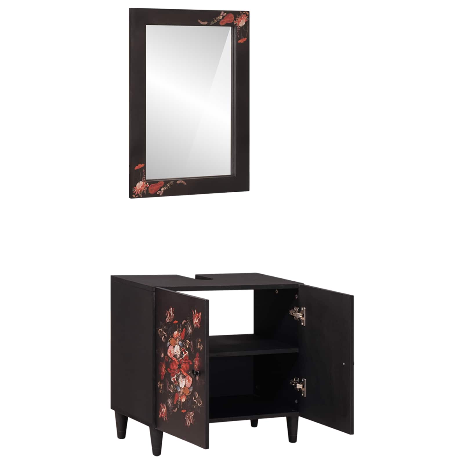 Badkamerkastenset Wandgemonteerd 2 Pcs Massief Mango Hout