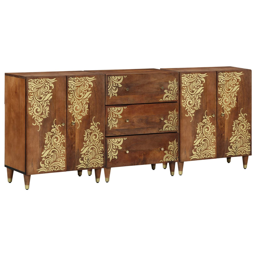 Badkamerkastenset 3 pcs Honingbruin en goud 180 x 33 x 75 cm