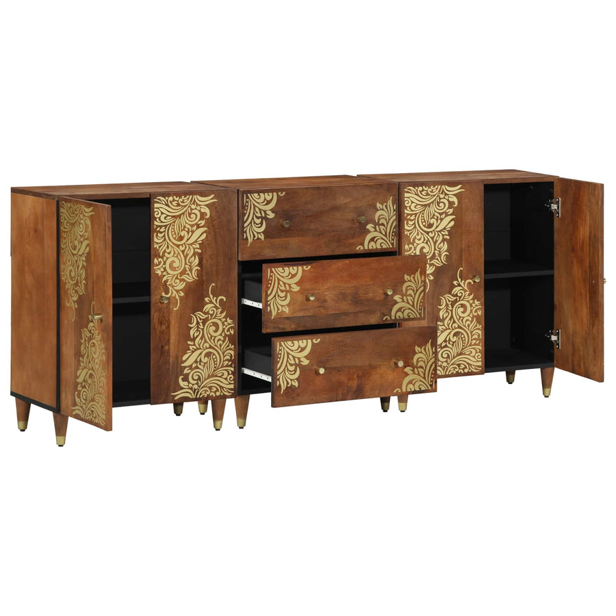 Badkamerkastenset 3 pcs Honingbruin en goud 180 x 33 x 75 cm