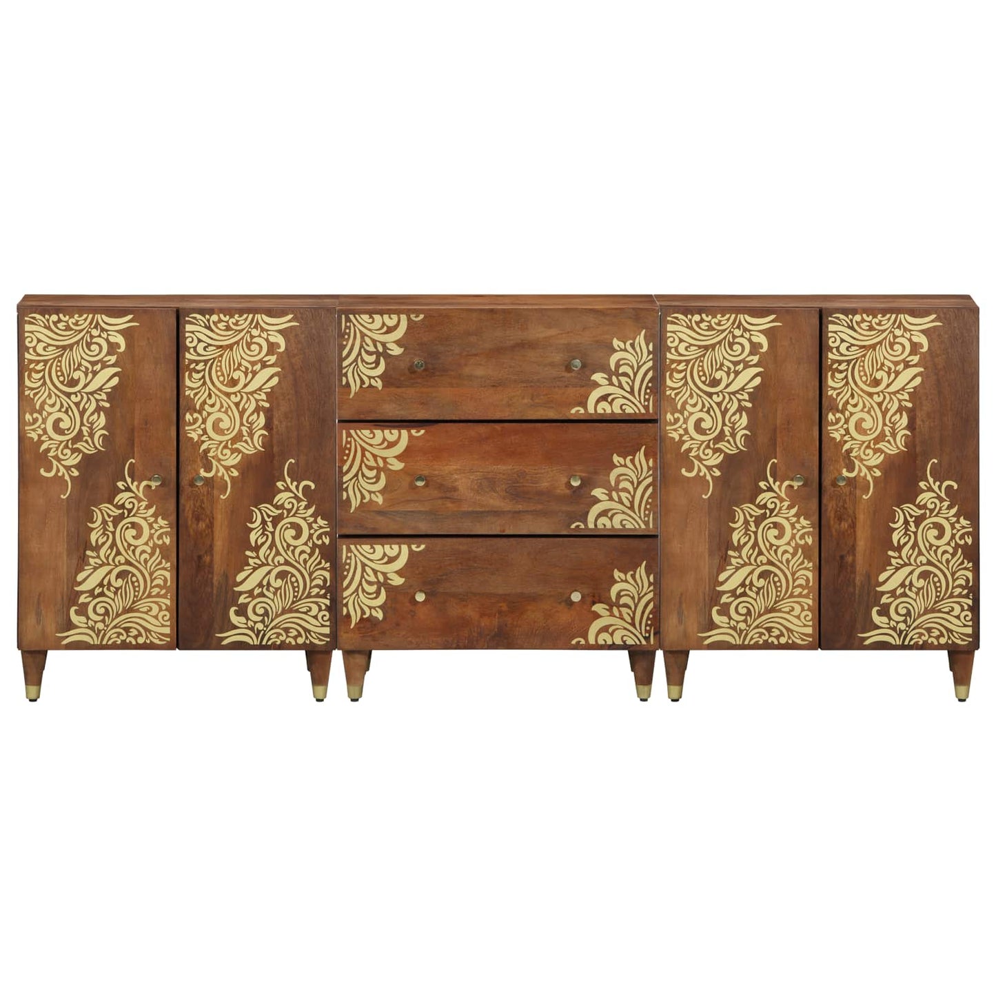 Badkamerkastenset 3 pcs Honingbruin en goud 180 x 33 x 75 cm