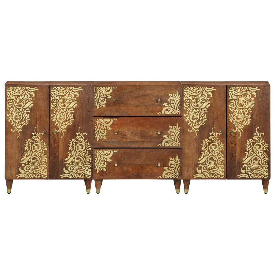 Badkamerkastenset 3 pcs Honingbruin en goud 180 x 33 x 75 cm