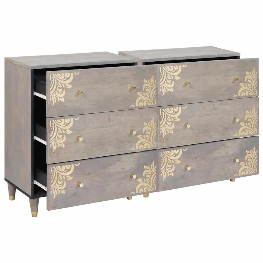 Dressoir 2 pcs Grijs 60 x 33.5 x 75 cm Massief mangohout