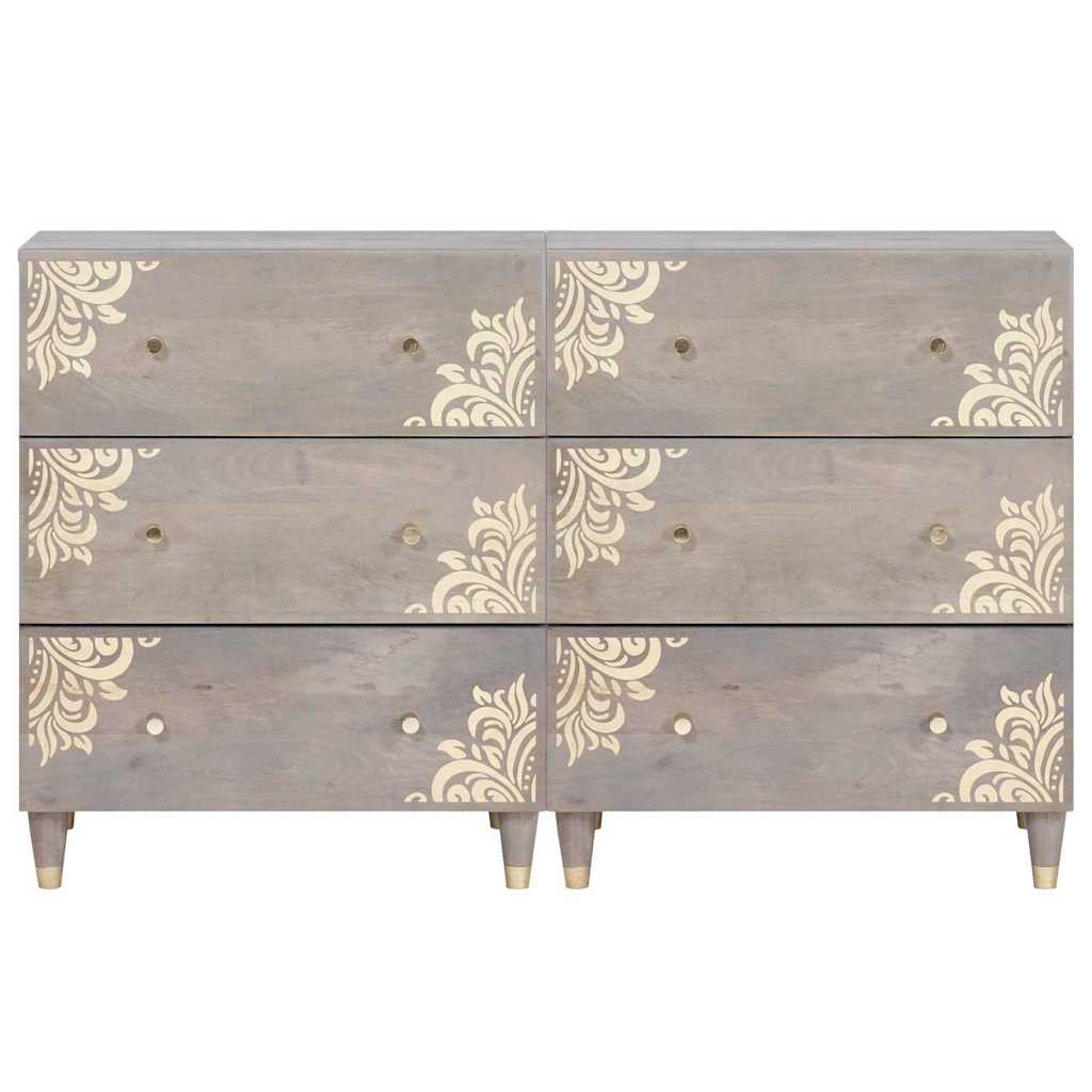 Dressoir 2 pcs Grijs 60 x 33.5 x 75 cm Massief mangohout