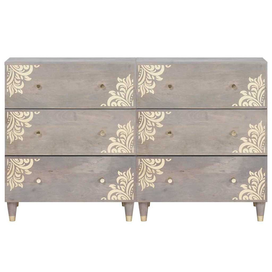 Dressoir 2 pcs Grijs 60 x 33.5 x 75 cm Massief mangohout