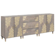 Badkamerkastenset 180x33x75 cm massief mangohout grijs goud