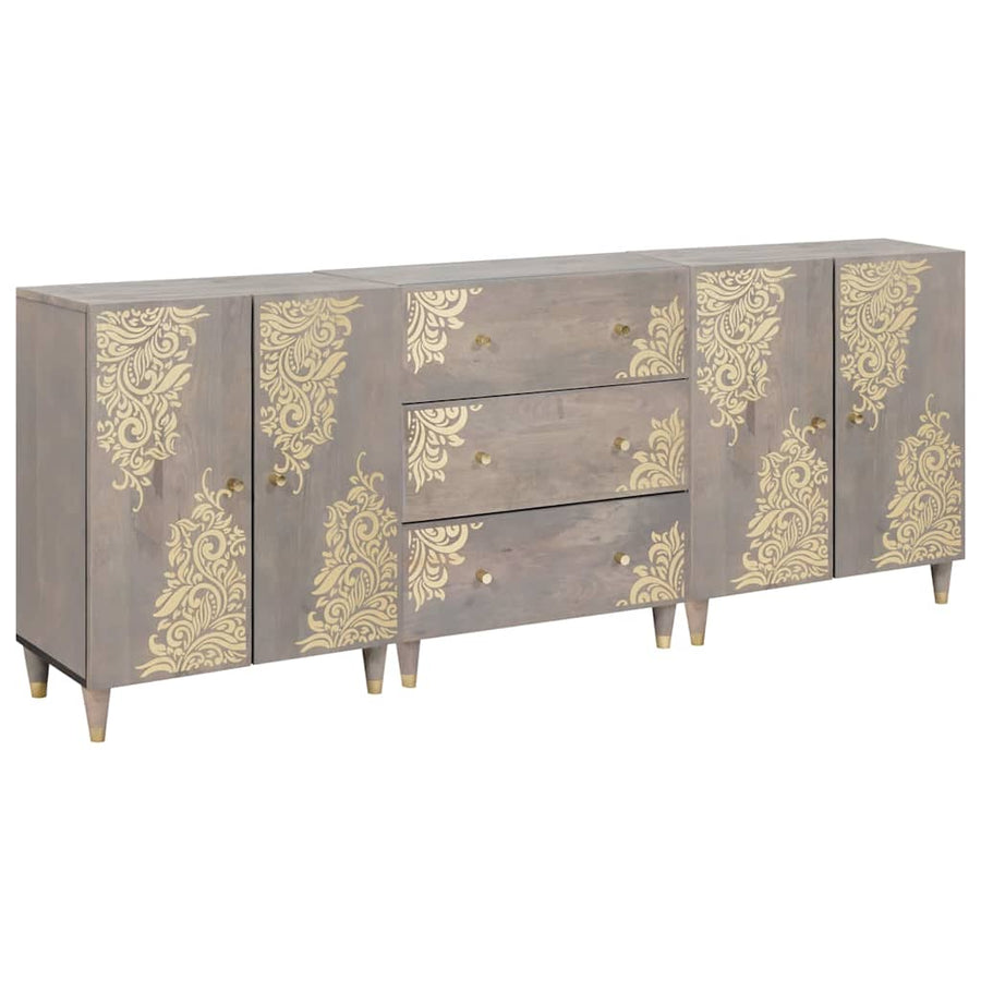 Badkamerkastenset met lade 3 pcs Grijs en Goud 180 x 33 x 75 cm