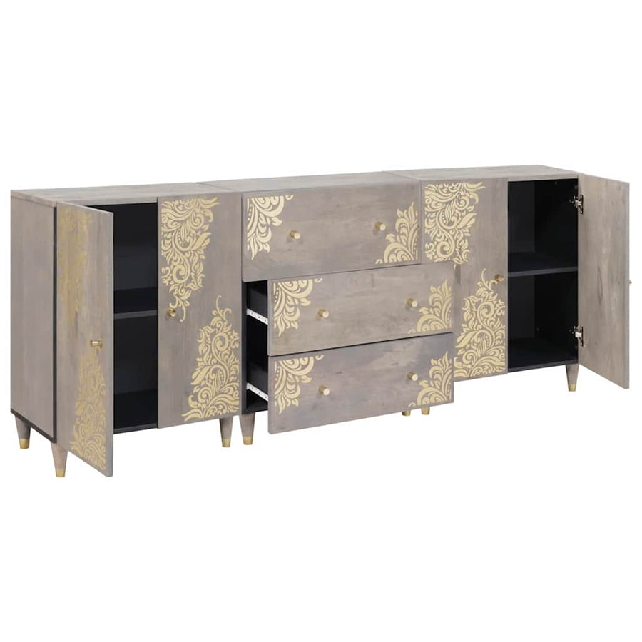 Badkamerkastenset met lade 3 pcs Grijs en Goud 180 x 33 x 75 cm