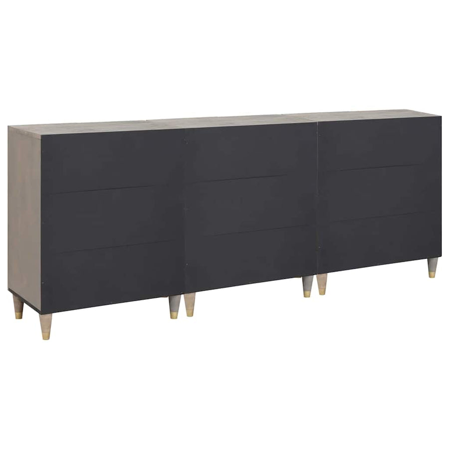 Badkamerkastenset met lade 3 pcs Grijs en Goud 180 x 33 x 75 cm