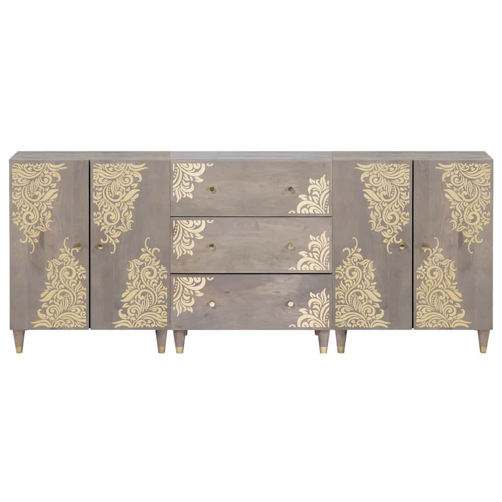 Badkamerkastenset met lade 3 pcs Grijs en Goud 180 x 33 x 75 cm