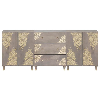Badkamerkastenset met lade 3 pcs Grijs en Goud 180 x 33 x 75 cm
