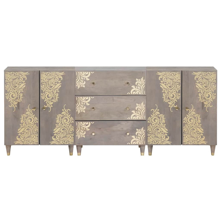 Badkamerkastenset met lade 3 pcs Grijs en Goud 180 x 33 x 75 cm
