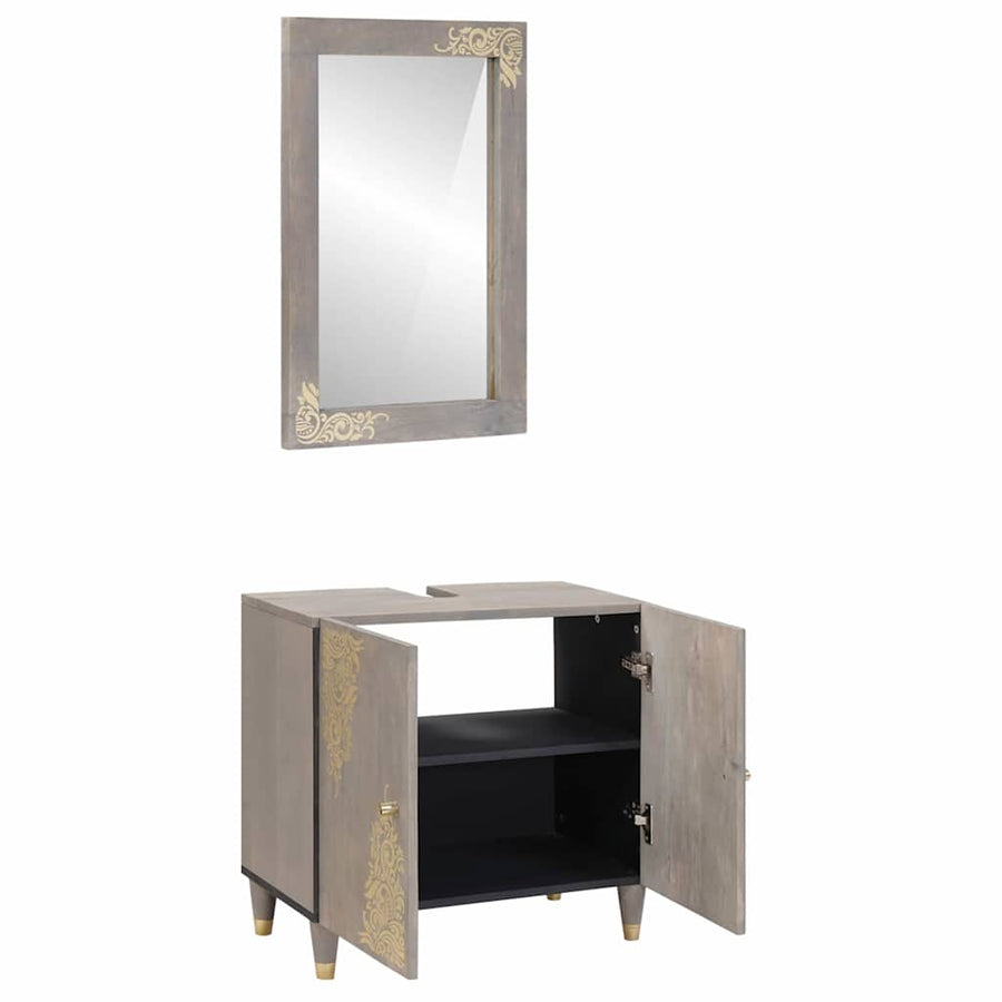 Badkamermeubelset Wandgemonteerd 2 pcs Grijs 62 x 33 x 58 cm
