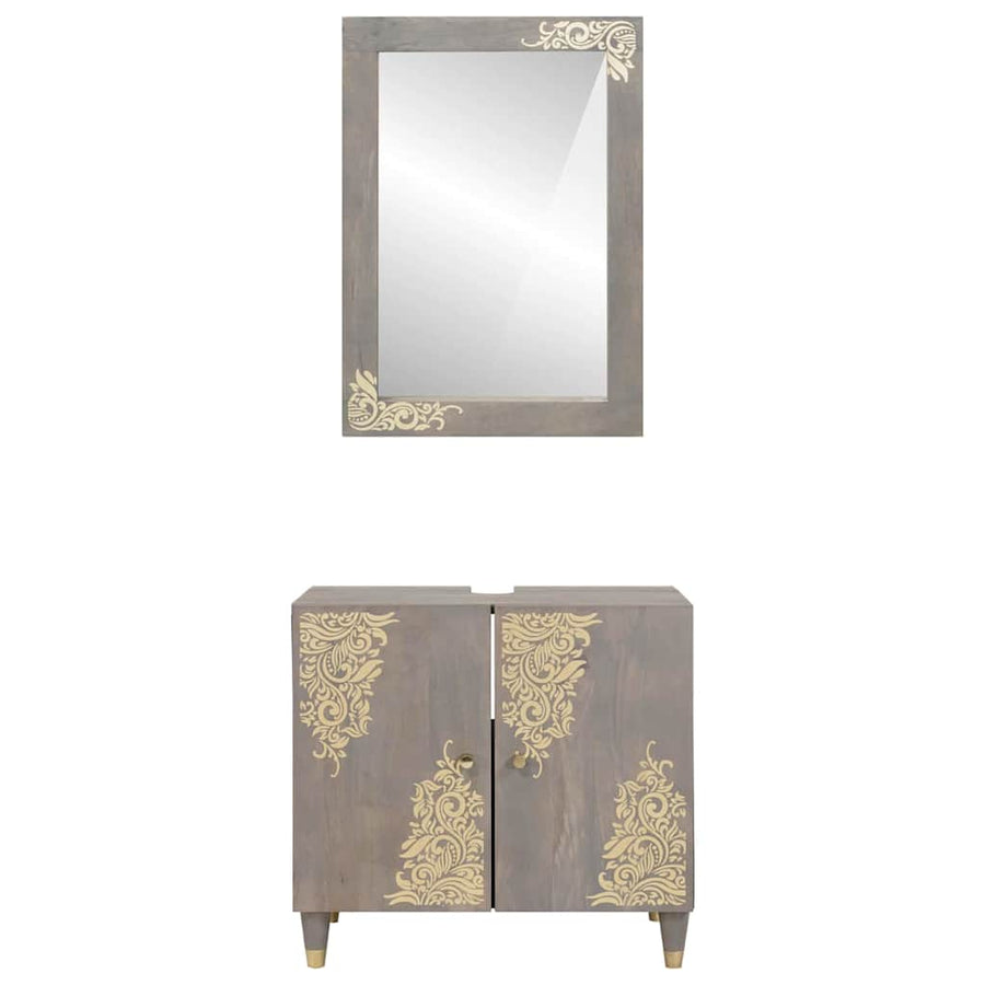 Badkamermeubelset Wandgemonteerd 2 pcs Grijs 62 x 33 x 58 cm