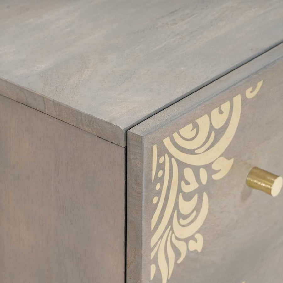 Badkamerkastenset met lade 3 pcs Grijs Massief Mango Hout
