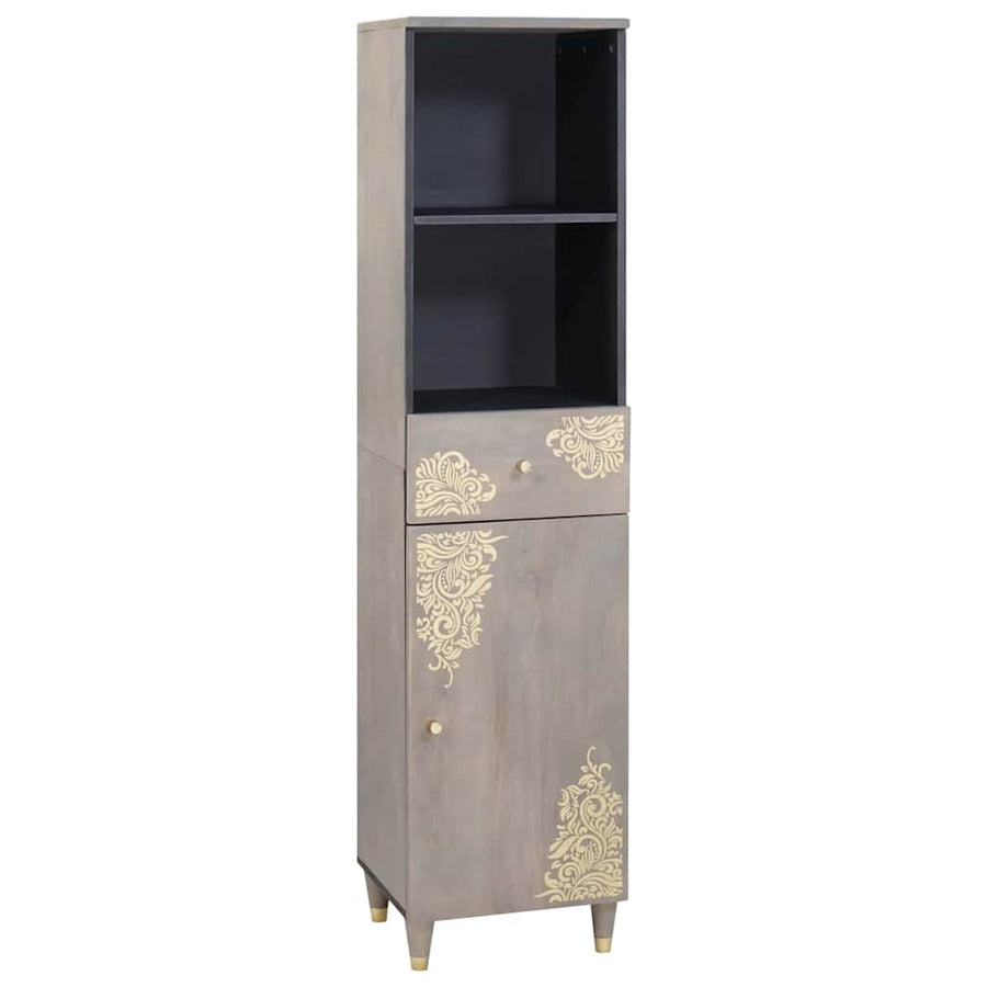 Badkamerkastenset met lade 3 pcs Grijs Massief Mango Hout